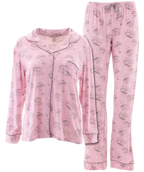 Sets Juniors Novelty Coat-Style Pajamas - Pink - CW18W67UOQ2