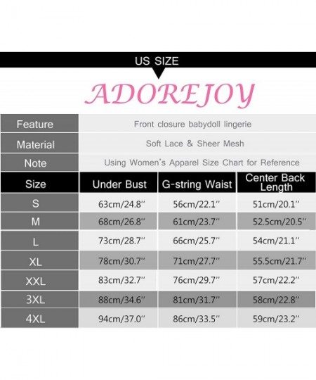 Baby Dolls & Chemises Lingerie for Women Front Closure Babydoll Lace Chemise V Neck Mesh Sleepwear - Pink - CP194R622E4