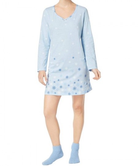 Nightgowns & Sleepshirts Club 100% Cotton Sleepshirt - Snow Border - CI198E9UDYL