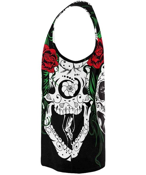 Undershirts Men's Muscle Gym Workout Training Sleeveless Tank Top Day of The Dead Skulls- Cats - Multi5 - CW19DLNMDQ7