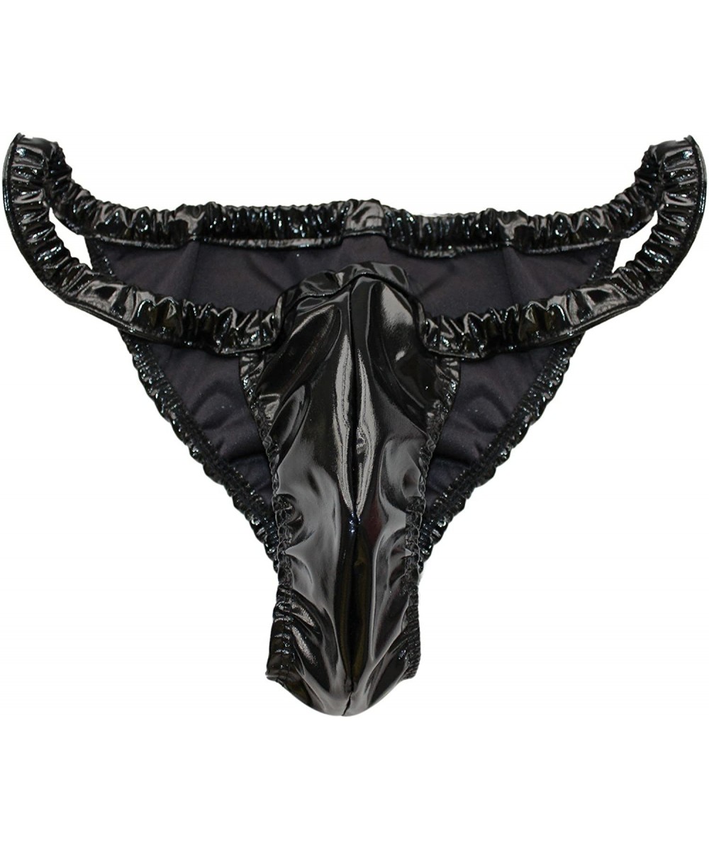 Men's Shiny Metallic Bugle Pouch Bikini Briefs Latex Underwear Swimwear ...