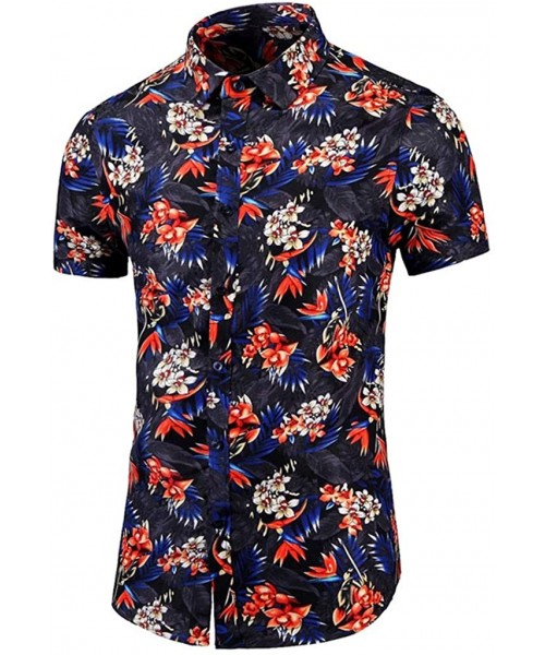 Trunks Men's Fashion Leisure Digital Print Stitching Shirt T-Shirt Blouse - Black6 - CQ195Q596X3