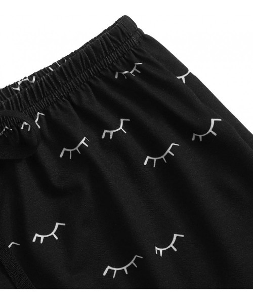 Sets Women's Sleepwear Closed Eyes Print Tee and Shorts Pajama Set - Black - CL18THCH4QX