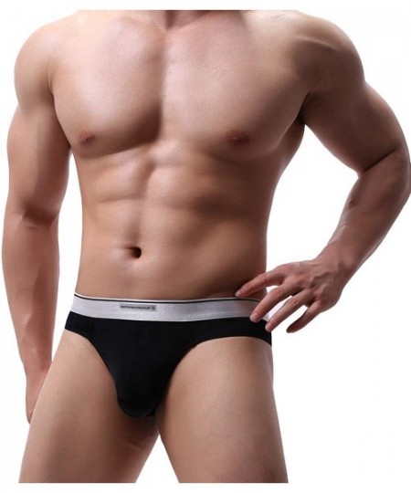 Briefs Men's Briefs Underwear Stretch Hip with Comfort Waistband Low Rise Big Pouch Solid Color - Black - CU18UYW4TR2