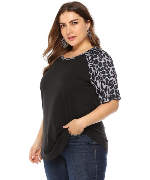 Bustiers & Corsets Women's Leopard Print Short Sleeve T-Shirt - Gray - CD18QUAW3H0