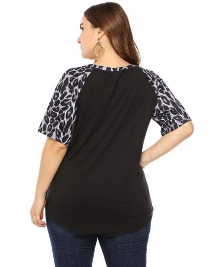 Bustiers & Corsets Women's Leopard Print Short Sleeve T-Shirt - Gray - CD18QUAW3H0