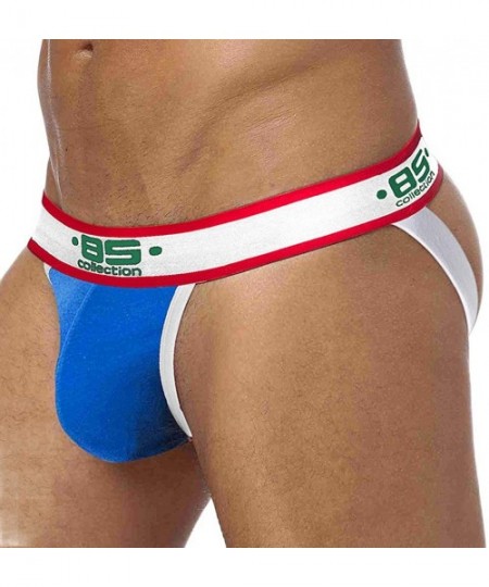 Bikinis Men's Sexy Jockstraps Athletic Supporters Ultra Soft Daily Sports Underwear - Blue - CI18WDXXXOX