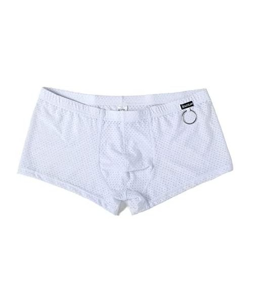 Boxer Briefs Men's Sexy Mesh Underwear Boxer Shorts Low Waist See-Through Sheer Swim Trunks Swimwear - Pu+wh+bu - C618Y0SA9E0