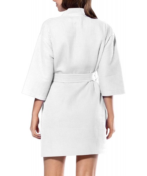 Robes Personalized Waffle Kimono Robe Getting Ready Robes Bridesmaid Gift Spa Bathrobe - White - CV19994CWGR