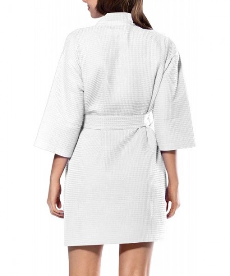 Robes Personalized Waffle Kimono Robe Getting Ready Robes Bridesmaid Gift Spa Bathrobe - White - CV19994CWGR