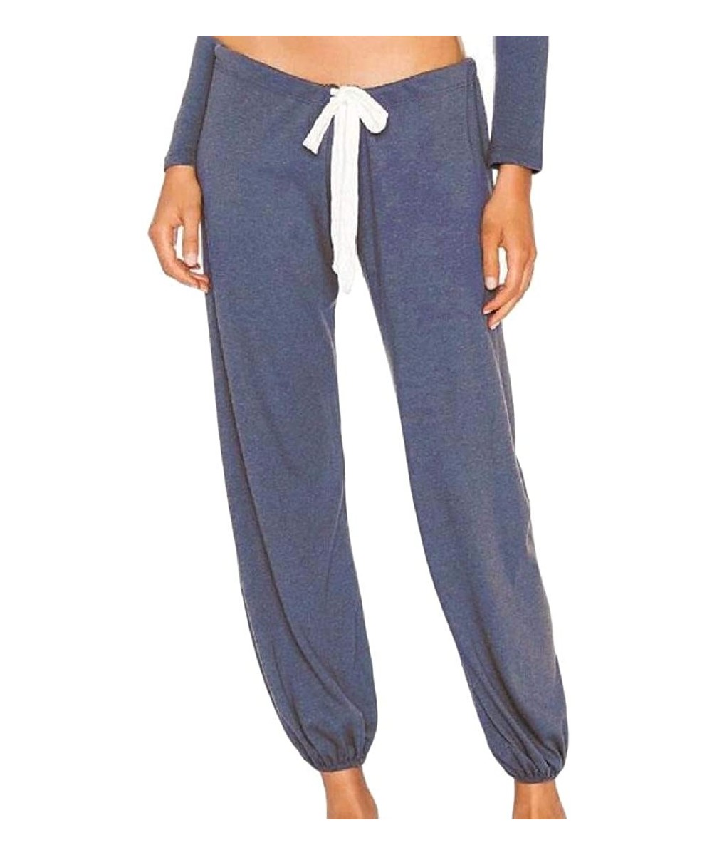 Bottoms Women Pajama Pants Lounge Pant Sleep Bottoms Drawstring Yoga Jogger Pants - Blue - CJ19CAYMMTT
