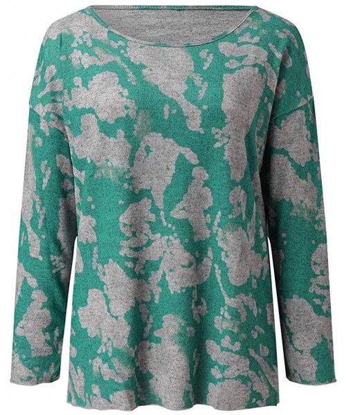 Baby Dolls & Chemises Women's Casual Round Neck Print Long Sleeve Knitting Shirts Blouses Sweatshirts Tops T-Shirt - Green - ...