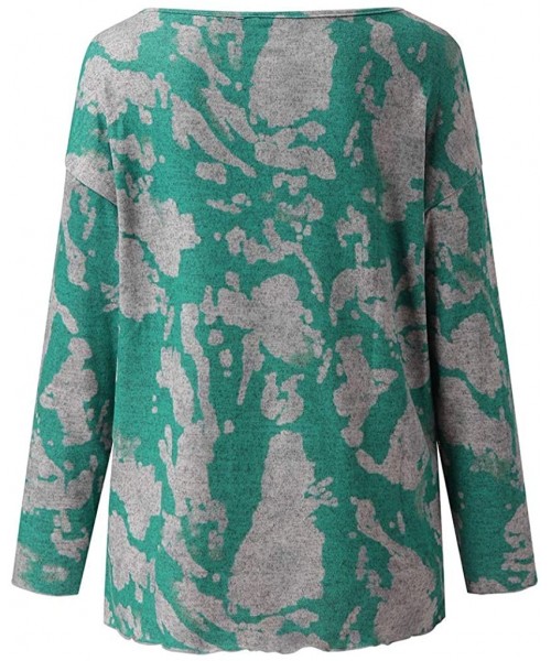 Baby Dolls & Chemises Women's Casual Round Neck Print Long Sleeve Knitting Shirts Blouses Sweatshirts Tops T-Shirt - Green - ...
