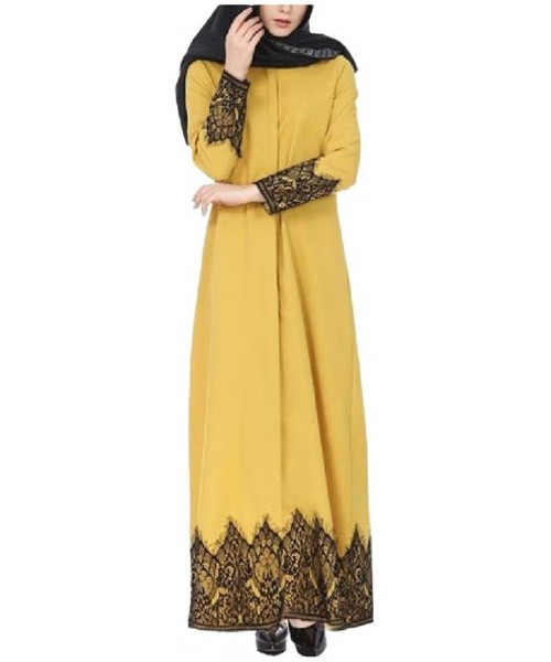 Nightgowns & Sleepshirts Women Islamic Plain Lace Middle East Folk Style Gown Muslim Dress - As1 - C819DCWKQ77