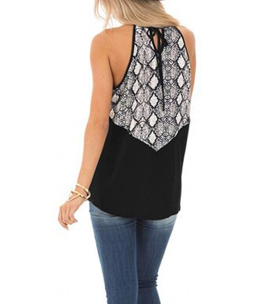 Thermal Underwear Women Summer Camisole Vest Sleeveless V Neck Leopard Printed Tank Tops Casual Shirts - Black - CU1955ONT5H