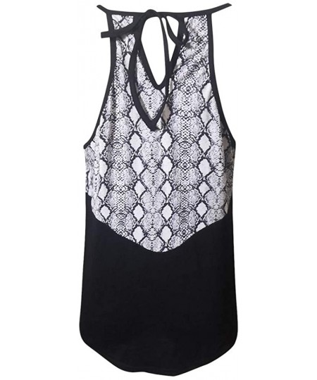 Thermal Underwear Women Summer Camisole Vest Sleeveless V Neck Leopard Printed Tank Tops Casual Shirts - Black - CU1955ONT5H