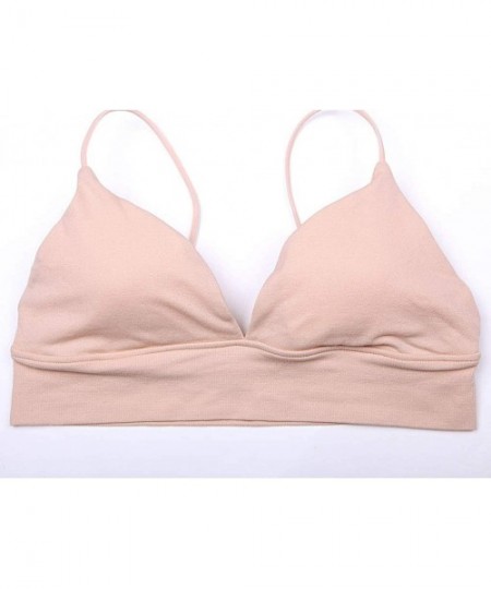 Bras Women Bikini Seamless Sleep Bra Ribbon Thin Lactation Underwear - Beige - CS18Y3S53M3