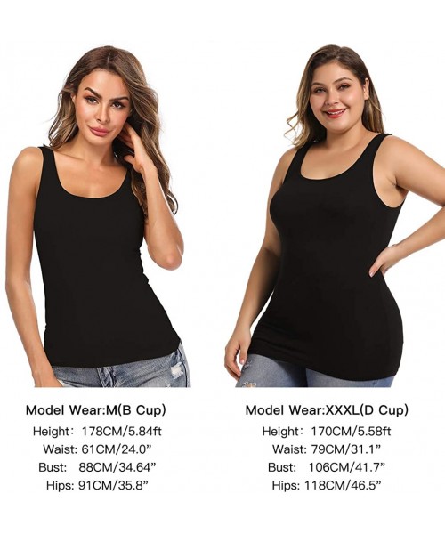 Camisoles & Tanks Camisoles for Women with Built in Bra-Basic Layering Tank Top Padded Bra Undershirt(S-3XL) - Striped Black-...