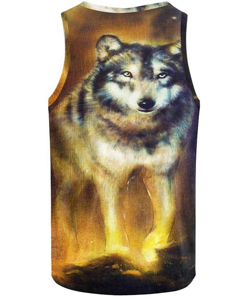 Undershirts Men's Muscle Gym Workout Training Sleeveless Tank Top Cute Animal Wolf - Multi1 - CR19D0R9D02