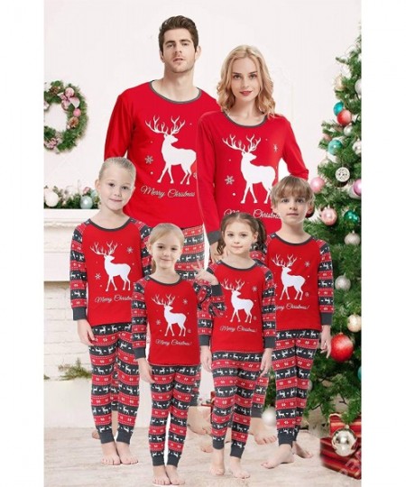 Sleep Sets Christmas Family Matching Pajamas Set Santa's Deer Sleepwear for The Family Boys and Girls - Red Deer - CS18IW065L9