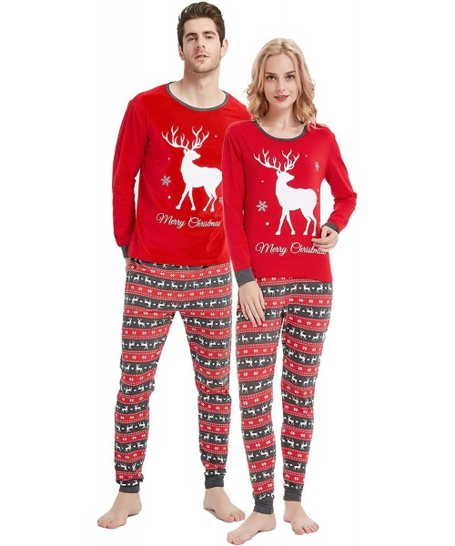 Sleep Sets Christmas Family Matching Pajamas Set Santa's Deer Sleepwear for The Family Boys and Girls - Red Deer - CS18IW065L9