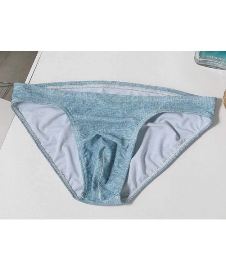 Briefs Mens Bikini Underwear Ice Silk Briefs - Light Cowboy - CK199XTDDMD