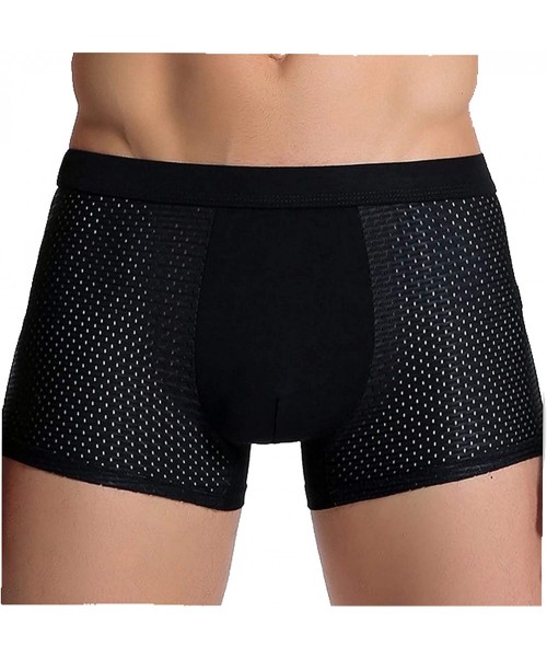 Boxers TCOA mens ice silk underwear boxer briefs for mens underwear - Black - CN190T5LCD0