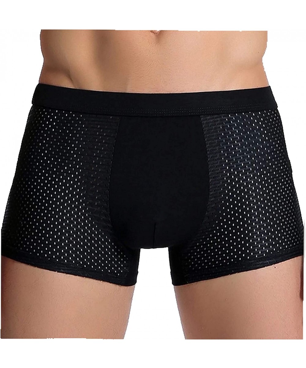 Boxers TCOA mens ice silk underwear boxer briefs for mens underwear - Black - CN190T5LCD0