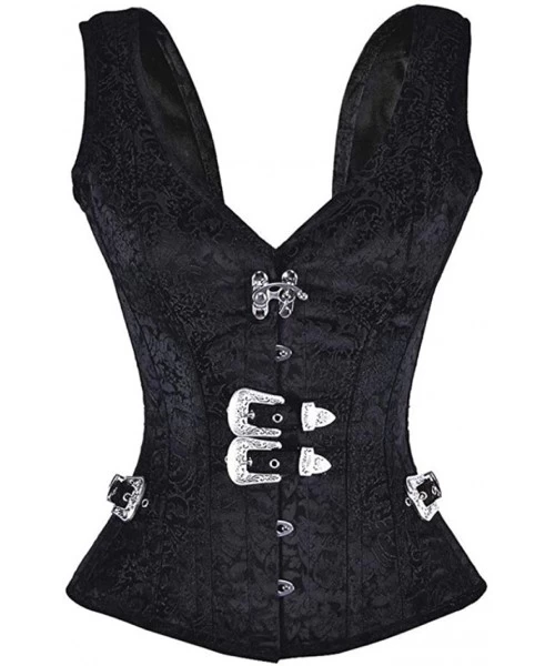 Bustiers & Corsets Women Steampunk Bustiers Gothic Corset Clothing Vest 12 Steel Boned Sexy Harness Waist Training - Black - ...