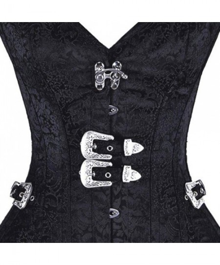 Bustiers & Corsets Women Steampunk Bustiers Gothic Corset Clothing Vest 12 Steel Boned Sexy Harness Waist Training - Black - ...