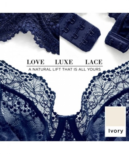 Bras Heaven Floral Lace Unlined Bras for Women Demi Underwire - Ivory - CG12MQ7WWL1