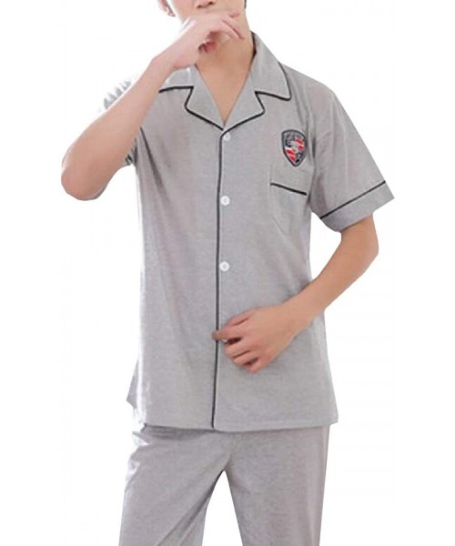 Sleep Sets Mens Casual 2 Piece Lounge Comfy Homewear Print Short Sleeve Pajama Set - 2 - CW18SARQQX6