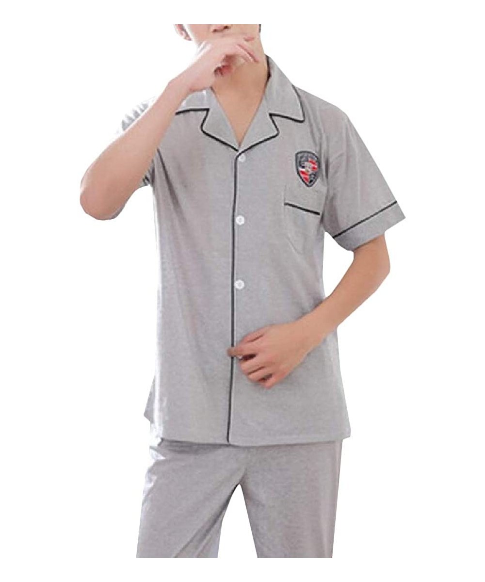 Sleep Sets Mens Casual 2 Piece Lounge Comfy Homewear Print Short Sleeve Pajama Set - 2 - CW18SARQQX6