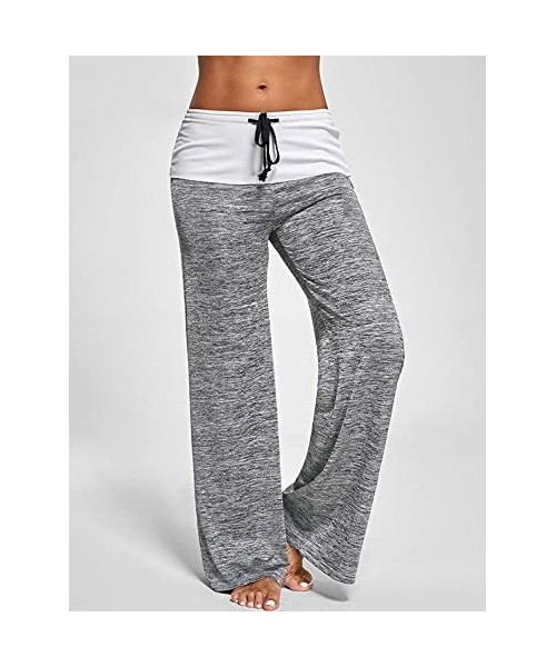 Bottoms Women's Comfy Casual Pajama Pants Lounge Yoga Pants Women Wide Leg Palazzo Pant - 4grey - CY18KRASH90