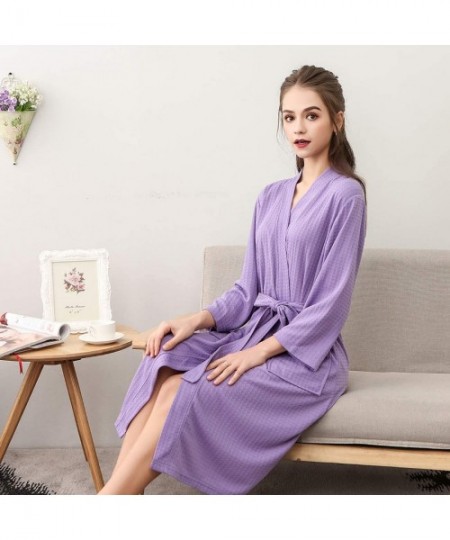 Robes Womens Mens Robe Long Soft Bathrobe for Summer Spring - Voilet - C218QAUWHU7