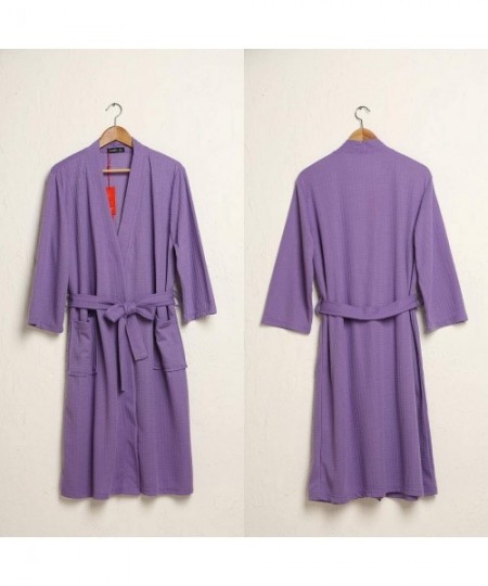 Robes Womens Mens Robe Long Soft Bathrobe for Summer Spring - Voilet - C218QAUWHU7
