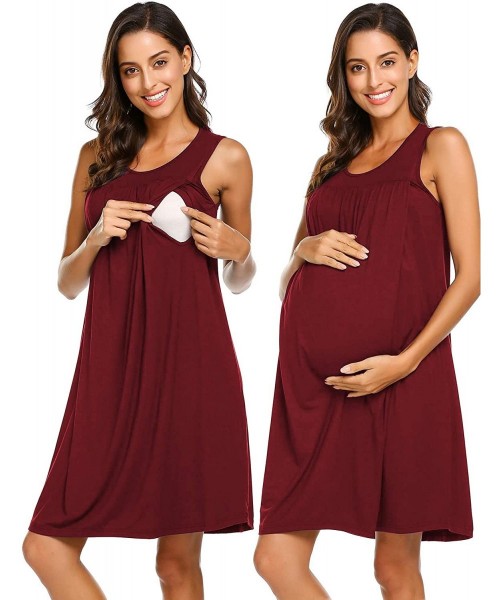 Nightgowns & Sleepshirts Women's Labor/Delivery/Maternity Nursing Nightgown for Hospital Breastfeeding Sleepwear - Wind Red -...
