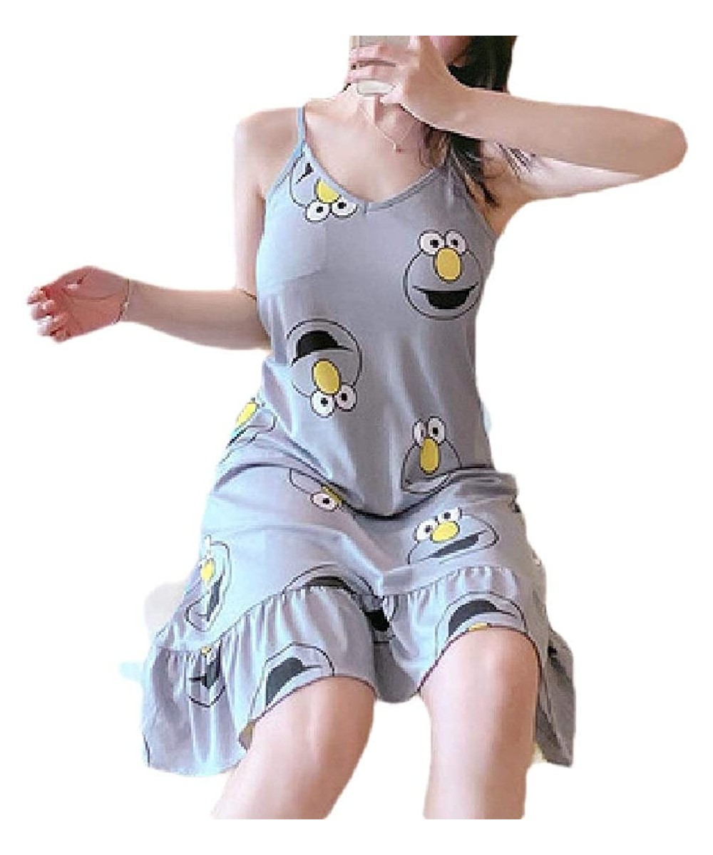 Nightgowns & Sleepshirts Women's Sexy Sleep Dress Loungewear Camisole Printing Nightgowns - 33 - CP19C4ZHNY2