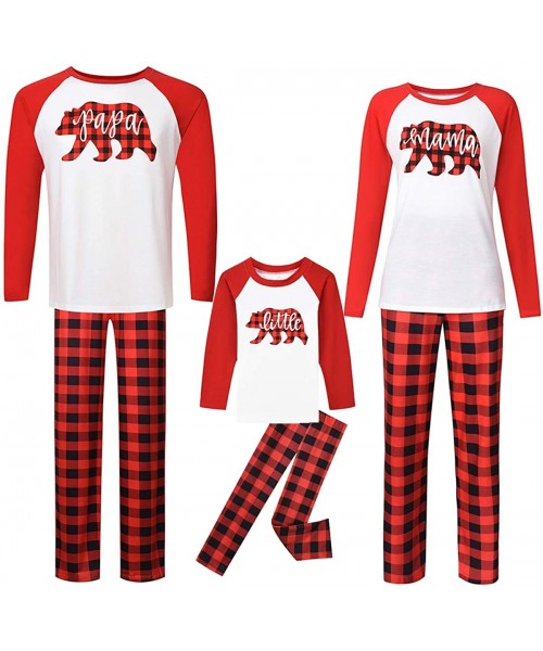 Sets Family Christmas Pajamas Set Matching Holiday Christmas PJs Sleepwear for The Family Couples Boys Girls Plaid Bear - C11...