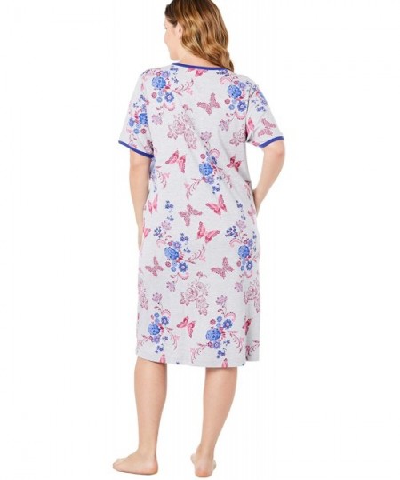 Nightgowns & Sleepshirts Women's Plus Size Short T-Shirt Lounger Nightgown - Plum Burst Petal (0647) - C7197C8I2DX