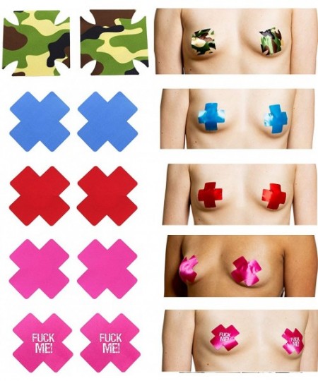 Accessories Nipplecovers Rave Pasties - Nipple Covers Breast Petals for Women | Disposable Self Adhesive Cover - 10 Crosses -...
