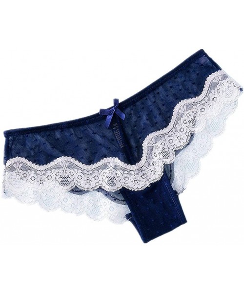 Baby Dolls & Chemises Fashion Delicate Women Translucent Underwear Sheer Lace Tank Lace Sexy Underpant - Blue - C6196SGUH35