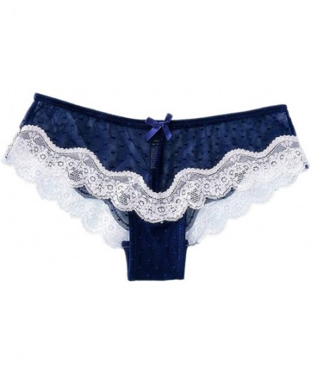 Baby Dolls & Chemises Fashion Delicate Women Translucent Underwear Sheer Lace Tank Lace Sexy Underpant - Blue - C6196SGUH35