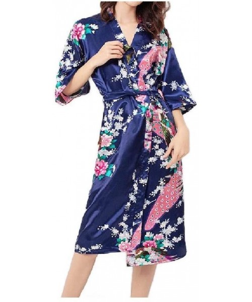 Robes Womens Lounger Pjs Spa Bathrobe Flower Print Peacock Loungewear AS5 S - As5 - C319DCUALR6