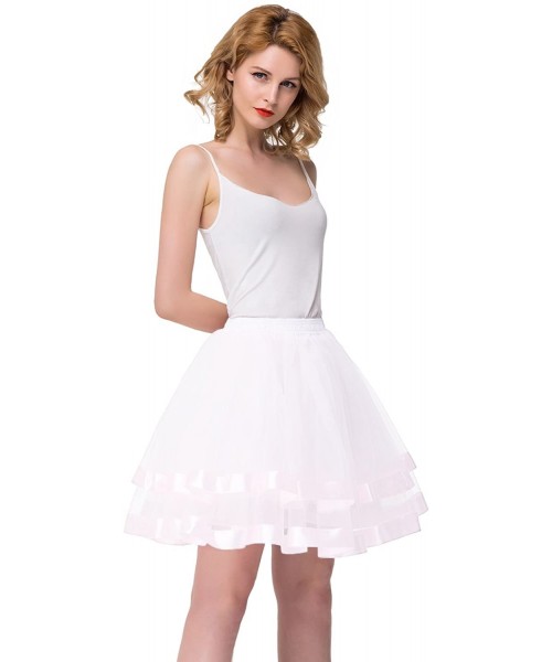 Slips Mini Ballet Dance Skirt Tulle 1950s Vintage Petticoat - White - CF18AOQ329C