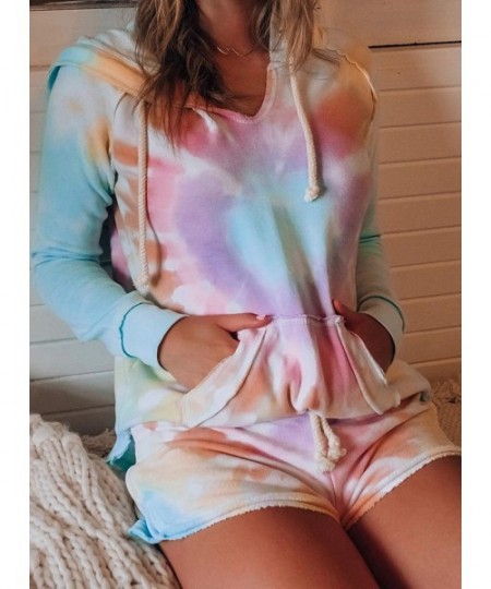 Sets 2020 Womens Tie Dye Printed Pajamas Set Long Sleeve Sleepwear Nightwear Pj Lounge Sets - S-multicolored - C419EIZO9O5