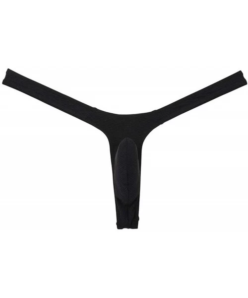 G-Strings & Thongs Men Thongs Underwear Sexy Low Rise T Back Pantsies - Black - CC1976UOQGY