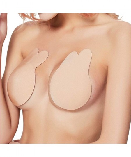 Accessories Lift Up Invisible Bra Tape-Women Strapless Backless Adhesive Silicone Breast Pasties (Rabbit's ears) - Beige - C1...