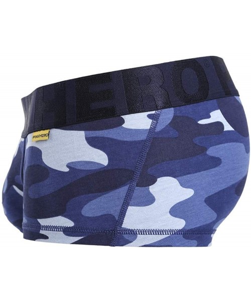 Boxer Briefs Mens Camo Stretch Sports Boxer Briefs Underwear Camouflage Short Leg - Blue - CP19340E6MS