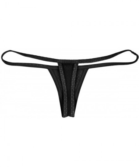 G-Strings & Thongs Men's Mesh Micro Pouch G-String Thong Translucent Low Rise U Convex T-Back Underwear - Black - C418LIA7AM2
